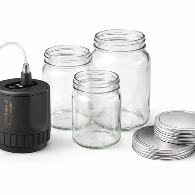 SafeBite Starter-Set – Elektrischer Vakuumierer + Gläser + Deckel