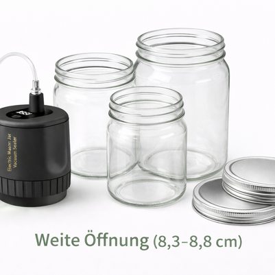 SafeBite Starter-Set – Elektrischer Vakuumierer + Gläser + Deckel